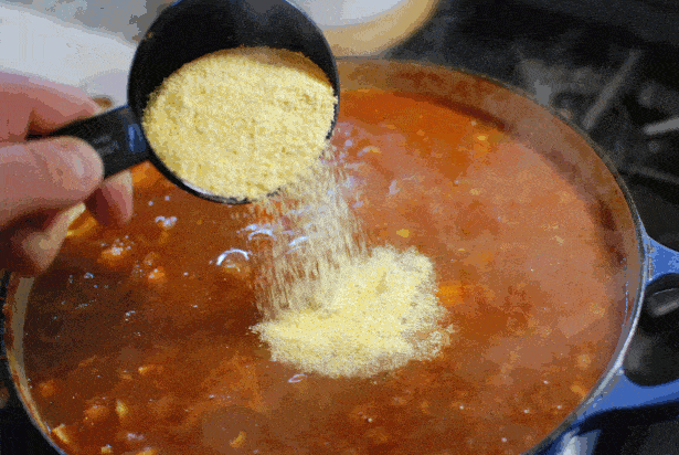 How to thicken chili - Add Cornmeal to the Chili