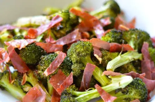 Roasted broccoli with crispy prosciutto