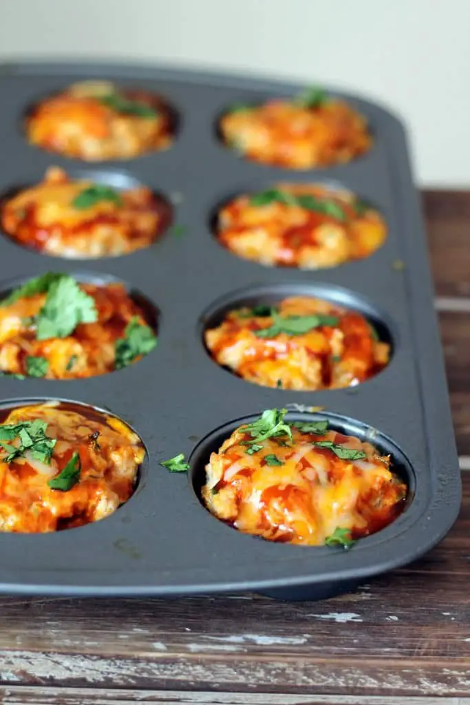 Cheesy Chicken Quinoa Enchilada Meatloaf Muffins