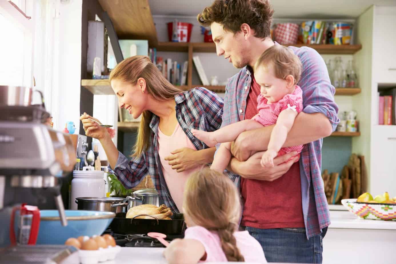 Family cooking in the kitchen together