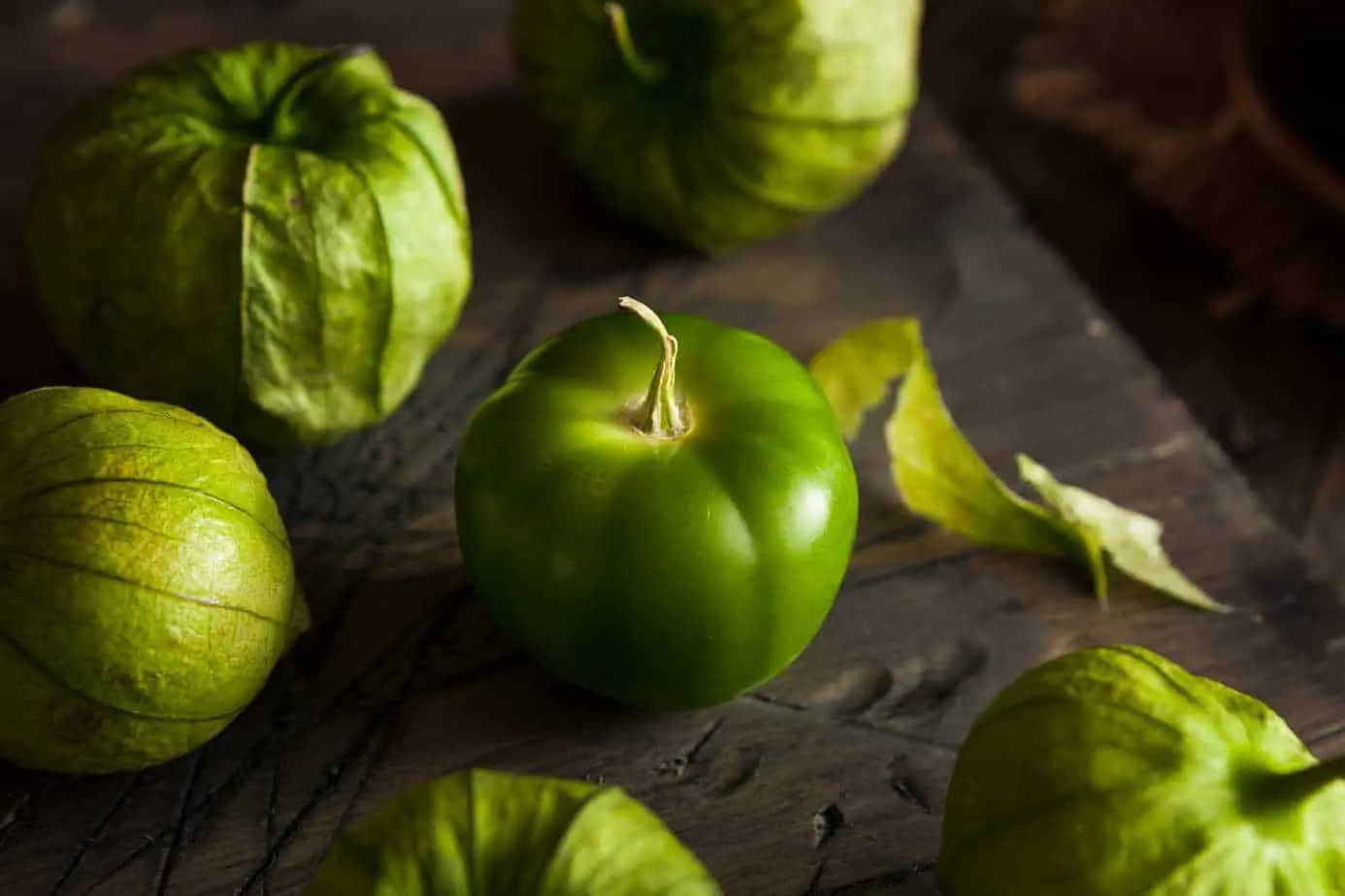 Healthy Organic Green Tomatillos Ready to Eat