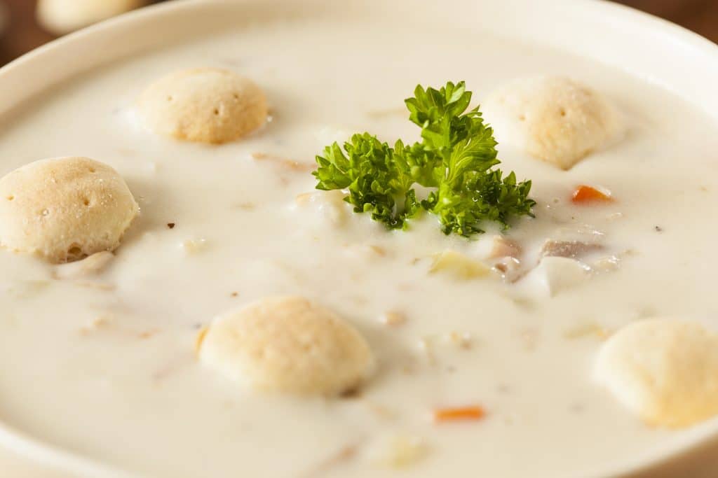 Homemade New England Clam Chowder with Crackers