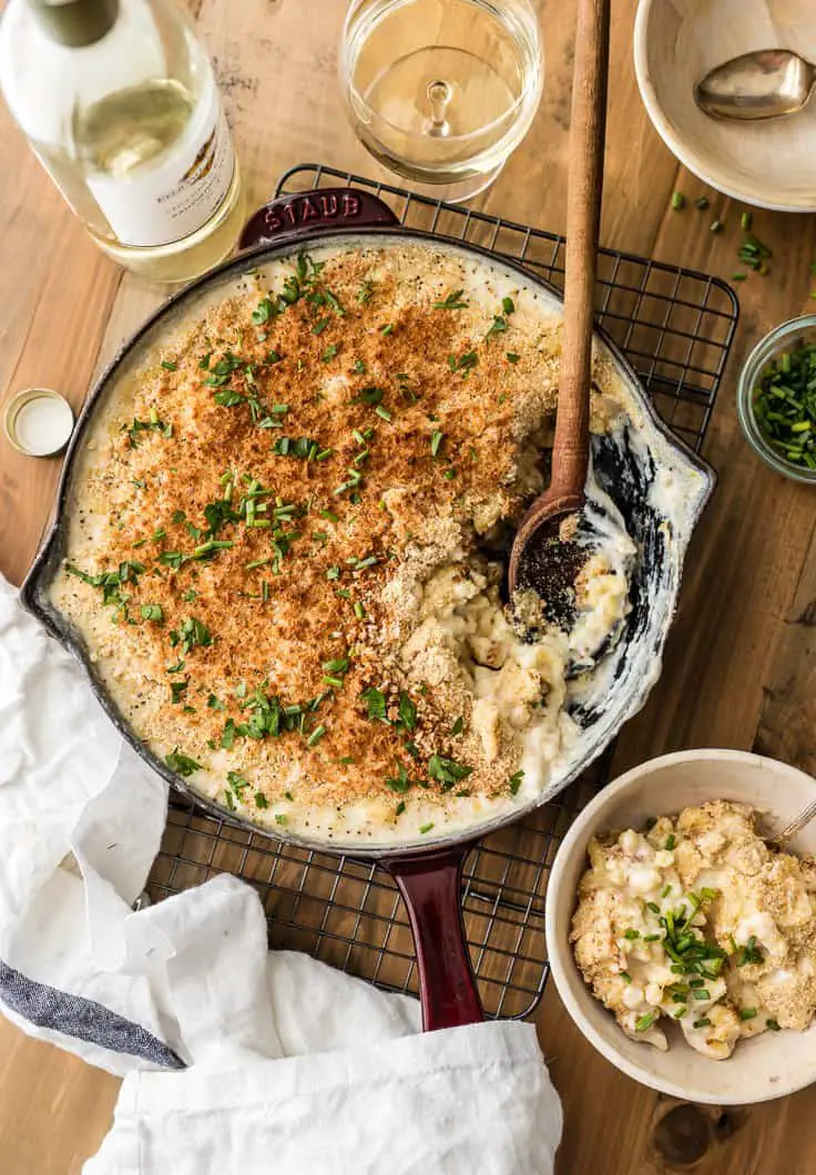 Large Batch Skillet White Cheddar Mac and Cheese