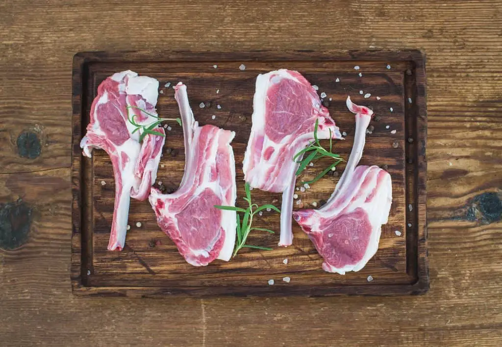 Raw lamb chops