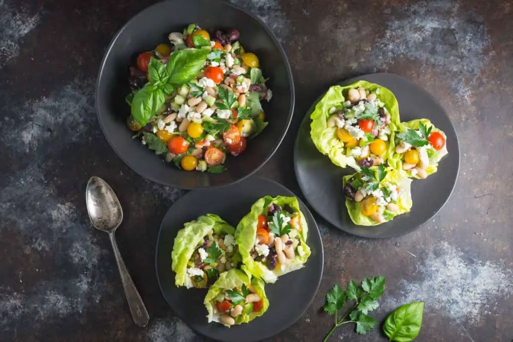 Quick-marinated white bean salad with feta