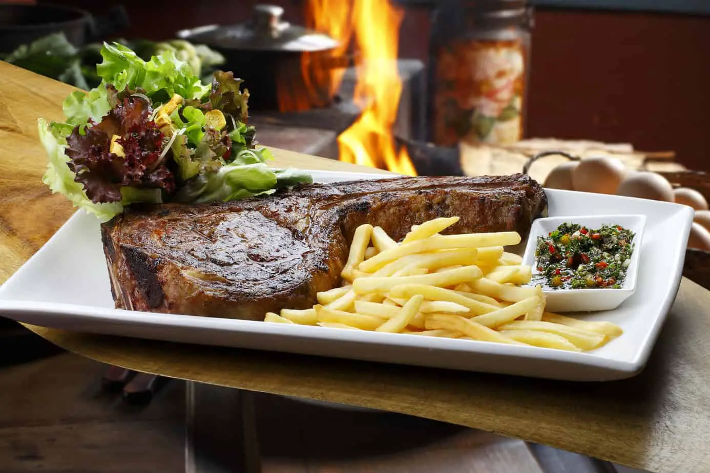 Prime rib with fries and salad