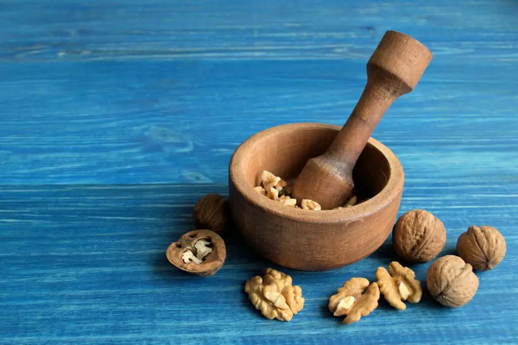 Wooden mortar with pestle