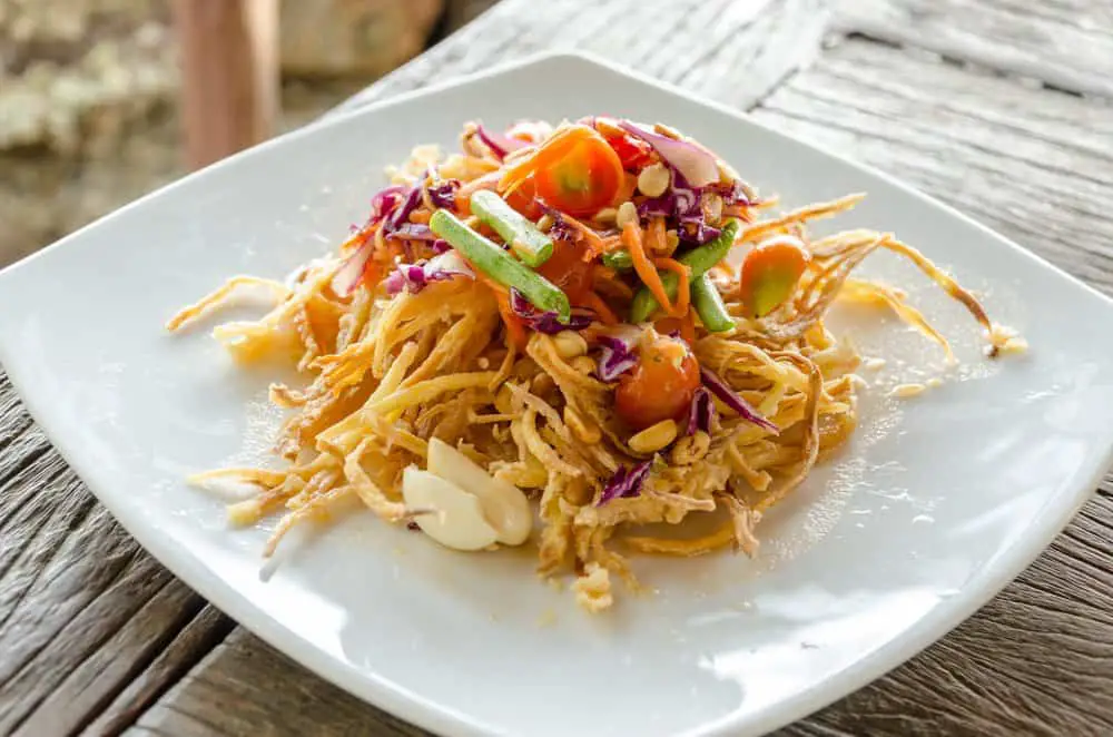 Deep fried papaya salad