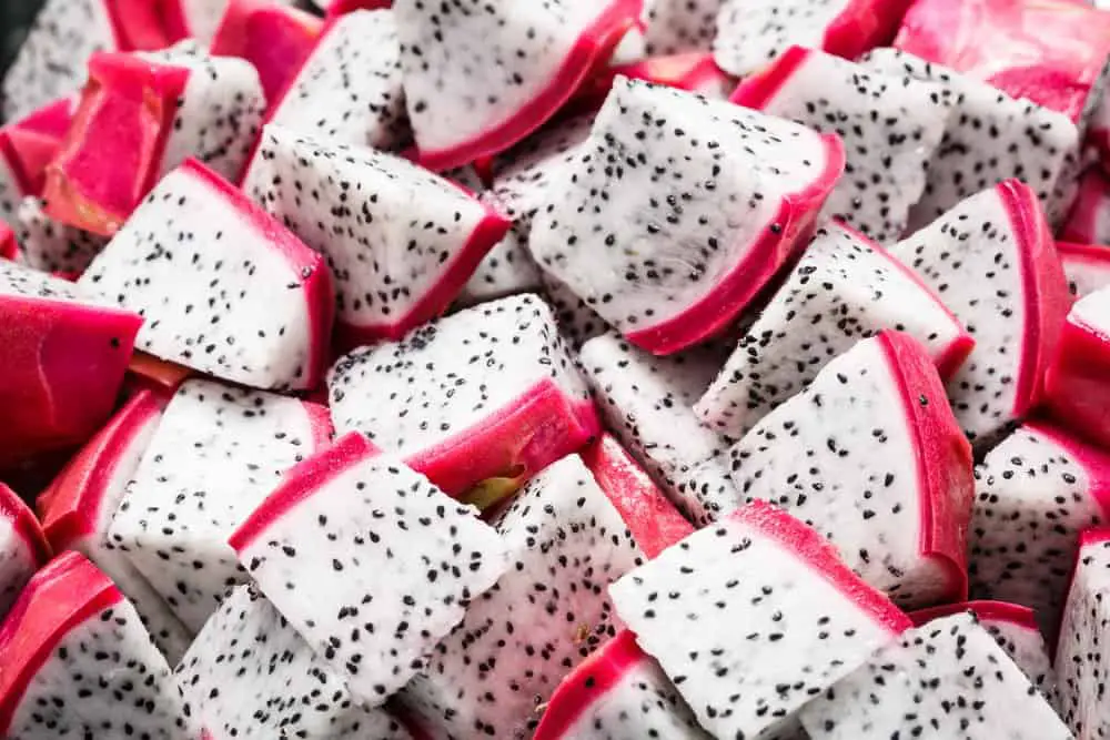 cutting up dragon fruit